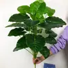 Planta en Maceta de Bambú Tortuga Artificial Hoja de Tortuga Artificial Pegamento Hoja Tropical Grande Falsa Decoración de Boda de Escritorio para el Hogar