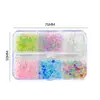 Nuevas Decoraciones de Uñas con Cuentas de Vidrio de Colores, Decoraciones para Uñas con Cuentas de Burbujas Aurora Dopamina Mixtas de 6 Compartimentos