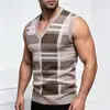 Chaleco de punto con bloques de color a cuadros estilo británico transfronterizo, cuello en V, sin mangas, corte ajustado, una prenda versátil para superponer en el trabajo