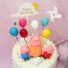 Cartão de enfeite de bolo de balão pequeno colorido para festa de aniversário infantil decoração de mesa de sobremesa balão de cor de doce bandeira de balão