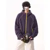 Sudadera con capucha de punto patchwork estilo americano, línea Hasselblad, para hombre, marca retro moderna, ropa exterior para pareja, holgada, casual, sudadera con capucha versátil