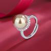 [Fábrica] Ajuste de Apertura Agitar Tono Morado Blanco Dorado Anillo de Cuentas Anillo Anillo Circonita Imitación Perla Anillo para Mujer