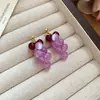 Pendientes Colgantes de Borla de Uva de Resina con Aguja Plateada, Pendientes Frescos Estilo Bosque de Verano, Accesorios de Oreja de Moda con un Diseño Único