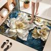 Alfombra de Barro de Diatomeas con Diseño de Flores de Lujo Ligero para Baño, Antideslizante, Absorbente, Felpudo de Entrada, Inodoro, Inodoro, Secado Rápido, Resistente a la Suciedad