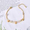 Novo estilo chinês flor oval zircão jóias ocas olhos brilhantes amor pegajoso pulseira de diamante dupla camada titânio aço fabricante