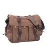 Bolsa de Ombro para Computador de Grande Capacidade 17 polegadas Lona Retrô Europeia e Americana Couro Crazy Horse Couro de Vaca Bolsa Transversal Masculina Ombro Casual Bolsa Escolar