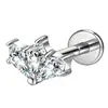 Zeming Jewelry F136 Tornillos para Oreja de Titanio Brillantes Circonita Pequeños Tornillos para Cartílago de Oreja Rosca Interna Piercing de Labio Joyería de Titanio Puro