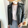Clásico Primavera y Otoño Nuevo Estilo Cuero de Oveja Negro Chaqueta Corta Abrigo Motocicleta Haining Cuero Genuino Ropa de Mujer