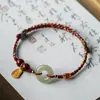 Pulseira de Madeira de Pessegueiro com Nó de Bambu e Fio Vermelho para Crianças Meninos Meninas Ano do Zodíaco Corda Trançada Pulseira de Cinábrio Festival do Barco-Dragão Corda de Mão de Cinco Cores Na Margem
