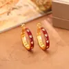 Pendientes Exquisitos Retro Europeos y Americanos con Forma de Corazón Rojo, Lujo Ligero, Moda de Alta Gama, Pendientes Elegantes y Únicos, Elegantes Pendientes de Circonita para Mujer