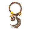 Cuerda de Mano Tibetana Thangka Cuerda de Algodón Enrollada a Mano Pulsera Trenzada Ojo del Dios de la Riqueza de Cinco Vías Zakiram Tara Verde Perla Thangka