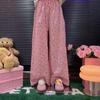 Calça de Pijama com Estampa de Corações Estilo Coreano Feminina Primavera e Outono 2024 Nova Calça Casual para Casa Calça Longa para Caminhada para Uso Externo no Verão