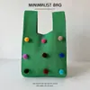 Bolso Lindo Estilo Coreano con Pompones, Bolso Tote Versátil de Punto, Bolso de Hombro para Exteriores, Bolso de Muñeca, Hecho a Medida