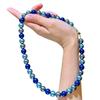 Conjunto de Pulsera y Collar de Cristal Artificial Redondo de 10 mm de Alta Definición y Alta Calidad, Color Mixto Gris Pavo Real Azul, Perla Tahitiana
