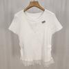 Chica Caliente Encaje Empalmado Falso Dos Piezas Tejido Verano Manga Corta Camiseta de Punto Nueva Estilo Corto Look Adelgazante para Mujeres