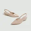 Sandalias Cerradas para Mujer de Verano 2026, Modelo Nuevo, Venta Directa de Fábrica, Tacón Bajo, Puntiagudas, Brillantes, Color Nude, Versátiles, Transfronterizas Europeas y Americanas