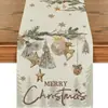 Navidad Santa Claus Americano Muñeco de Nieve Camino de Mesa Mantel de Lino Estampado Camino de Mesa Decoración Navideña Tela para Camino de Mesa Bandera de Mesa de Café