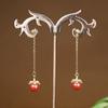 Aretes de Cinabrio Natural Alto Contenido Arena Imperial Cabeza de Buda Yuanbao Aretes de Sentido Avanzado Nuevos Aretes Accesorios para Aretes