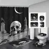Cortina de Chuveiro Fantasma de Halloween Tapete de Banheiro Conjunto de Quatro Peças Série 1 Banheiro Separação Seca e Úmida Divisória Cortina de Chuveiro Cortina de Chuveiro à Prova d'Água