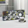 Nuevo Juego de Tazas de Café de Cerámica Estilo Europeo, Tazas de Café Estampadas en Oro Transfronterizas, 6 Tazas y 6 Platillos de Oriente Medio, Tazas Prácticas para el Té de la Tarde