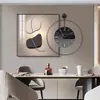 Decoração de Restaurante de Luxo Moderno Acessível, Relógio Simples Silencioso, Pintura de Parede para Sala de Jantar, Mural de Parede para Fundo de Sofá na Sala de Estar