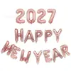 Set de Globos de Letras Feliz Año Nuevo de 16 Pulgadas 2027 Globos Decorativos para el Día de Año Nuevo 2027