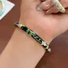 Novo Bracelete Argola Fina Flor de Esmalte Colorido Chinês Multicor Macaron Dourado Pintado Floral Articulado Acessórios Retrô Orientais