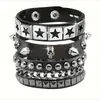 Pulseira Punk de Camadas Nova Europeia e Americana Pulseira Personalizada de Caveira Masculina Hip-Hop Rebite Pulseira de Pulso para Menino de Motocicleta