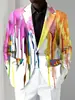 Chaqueta de Manga Larga con Botones, Pigmento Salpicado, Temperamento Iridiscente, Traje de Moda para Sesión de Fotos de Revista, Parte Superior WL8, Resistente a las Arrugas