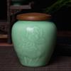 Tarro de cerámica para té, tarro vacío, tarro para té celadón de alta calidad, tapa de madera, tarro individual para té negro, tarro para té verde, tarro de té de horno para niños