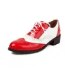 Zapatos de mujer tipo brogue con cordones, de tacón medio y bloques de color estilo británico para primavera y otoño X0419