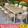 Juego de Muebles de Exterior Mojia para Cafetería, Balcón al Aire Libre, Jardín, Terraza, con Mesas y Sillas de Madera Plástica Cubiertas de Tela
