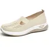 Sapatos Femininos Atacado Novo Estilo Outono Início Cor Sólida Sapatos de Salto Baixo Sola Macia Confortável Slip-On Leve Casual Sapatos de Tela Respirável Sapatos Femininos