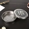 Cinzeiro Coberto para Casa à Prova de Fogo Anti-Queimadura Queimador de Incenso Criativo Caixa para Espiral de Mosquito ao Ar Livre Bandeja de Aço Inoxidável Suporte para Espiral de Mosquito