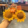 Día del Maestro Hilo Crochet Hecho a Mano Girasol Llavero Colgante para Bolsa Bendición Pequeño Regalo para Maestros