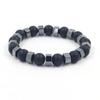 Pulsera Elástica de Obsidiana para Hombre, Cuentas de Piedra Mate, Pulsera Retro, Accesorios Hechos a Mano DIY, Nuevo Estilo de Verano