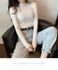 Suéter de punto para mujer, jersey de otoño, estilo coreano, combina con todo, color sólido, cuello alto pequeño, manga larga, camisa básica, corte entallado, elegante.