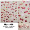 Redanco5D Embutido em Venda Quente Desenho Animado Adesivos para Unhas Gelatina Prata Triturada Cereja Adesivos 3D para Unhas He1950
