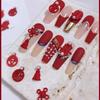 Decoraciones para Uñas de Año Nuevo, Diseños Brillantes en Rojo Mate Calados para Riqueza y Prosperidad, Decoraciones para Uñas de Novia Estilo Chino, Pedrería para Uñas Portátil
