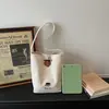 Bolsa de Lona Linda Estilo Japonés para Mujer con Bordado de Dibujos Animados, Gran Capacidad, Adecuada para el Trabajo Diario, Bolso Cruzado de un Solo Hombro, Bolsa de Tote para Artículos Varios de Oficina