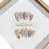 Nai Zi Unhas Usáveis Puramente Feitas à Mão Novo Modelo Outono/Inverno B325 Totalmente Pintadas à Mão Esculpidas Estilo Francês Elegante Adesivos de Unha para Comércio Exterior