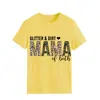 Camiseta de mujer con cuello redondo y letras de estilo europeo y americano de la estación independiente de Amazon, camiseta de manga corta con estampado GLITTER DIRT