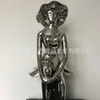 Escultura Abstrata de Figura Humana com Superfície Espelhada em Aço Inoxidável, Ornamento Moderno de Figura Feminina em Arte, Decoração de Piso para Hall de Hotel