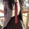 Corbata de Rayas Dk/Jk Original Hecha en Japón para Mujeres, No Necesita Atarse, Pajarita Uniforme Borgoña, Accesorio Elegante Unisex