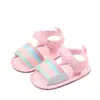 Nuevas Sandalias de Verano de Dibujos Animados con Rayas de Colores, con Velcro, Suela de Goma Antideslizante, Sandalias Transpirables para Bebés de 1 a 12 Meses