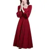 Vestido Toast Noiva Vestido de Casamento Pequeno Noivado Gola Quadrada Manga Longa Geralmente Usar Porta dos Fundos Comprimento Médio