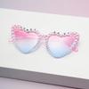 2025 nuevos gafas de sol para niños con perlas y diamantes, letras en inglés, gafas de amor para bebé, gafas para fiesta de gala fábrica