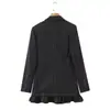 Comercio Exterior Transfronterizo Ropa de Mujer Otoño 2025 Estilo Europeo y Americano Chaqueta Blazer de Manga Larga con Volantes de Raya Fina para Mujer C525073