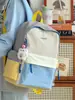 Mochila escolar para mujer, bloques de color dopamina, alto atractivo estético, bolsa escolar, bolsa para viajes de ocio al aire libre, mochila pequeña estilo universitario