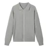 Cardigan de Punto Fino para Primavera con Solapas, Manga Larga, Mezcla de Lyocell Tencel y Lino, Estilo Old Money, Chaqueta Casual Versátil